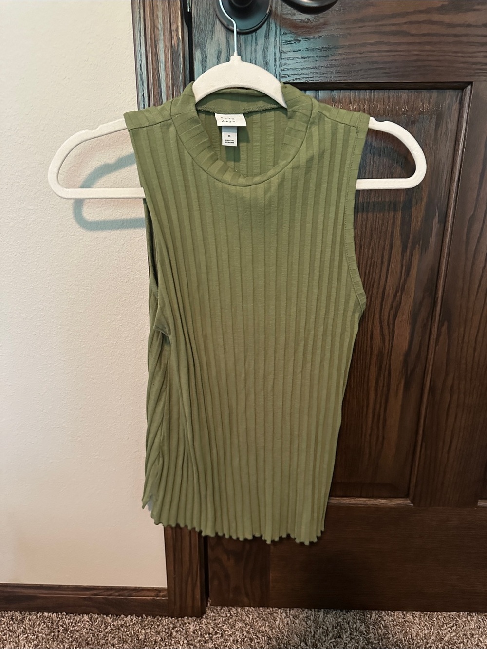 a new day Olive Green Ribbed Sleeveless Mock Neck Tank